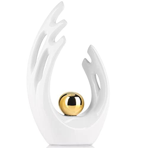 White Home Decor Accents, Coffee Table Funky Decor Modern Aesthetic Room Decor,Abstract Art Statue Decor Center Piece for Dinning Room, for Light Luxury Decorations for Stores, Hotels, Living Rooms - color: White+gold, size: Big