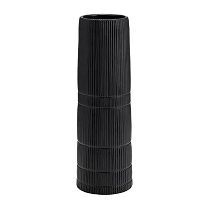 Sagebrook Home 세라믹 45.7cm(18인치) 높이 안감 실린더 꽃병, 매트 블랙, 실린더, 세라믹, 컨템포러리, 길이 15.2cm(6인치) x 너비 15.2cm(6인치) x 높이 45.7cm(18인치), 라인 - color: 블랙., size: 18.0" H