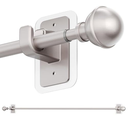 ENJOYBASICS Curtain Rods No Drilling for Renter, 28-84" Adjustable, Nickel - color: Nickel, size: 27-90"