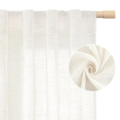LAMIT Linen Semi Sheer Curtains 84 Inches Long for Living Room 2 Panels - color: Natural, size: 52"W x 84"L (Pack of 2)