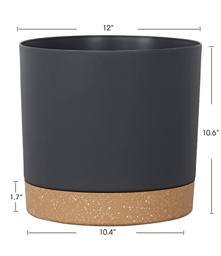 Plant Pots for Indoor Plants, 2 Pack 12 Inch Pots for Plants (12” Black) - color: Black, size: 12 Inch