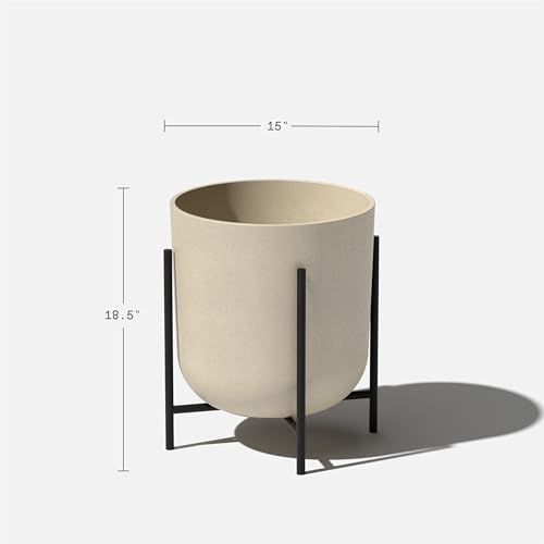 Veradek Mason Series Raised Lima Planter - Round Planter with Stand - color: Sand, size: 15 inch