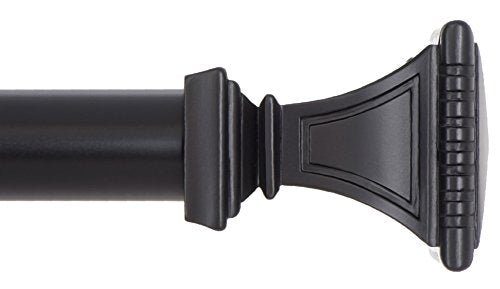 Ivilon Decorative Window Curtain Rod - Carved Square Finials, 1 1/8 in Rod, 48 to 86 in. Black - color: Black, size: 48 to 86 in.
