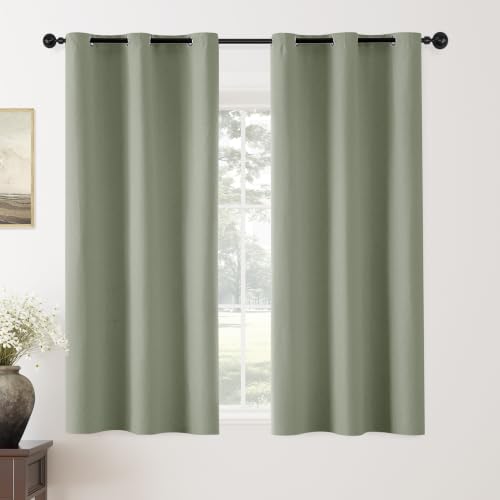 ChrisDowa Sage Green Blackout Curtains 63 Inches Long 2 Panels for Bedroom - color: Sage Green, size: 40"W x 63"L (Pack of 2)