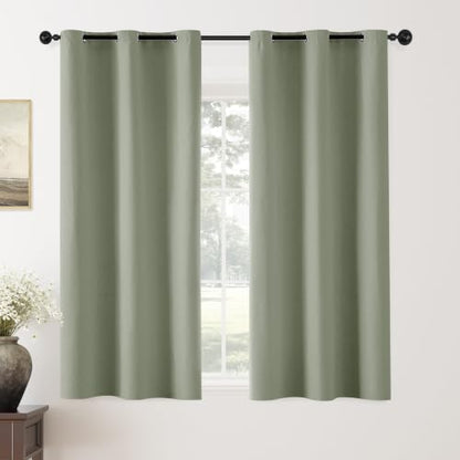 ChrisDowa Sage Green Blackout Curtains 63 Inches Long 2 Panels for Bedroom - color: Sage Green, size: 40"W x 63"L (Pack of 2)