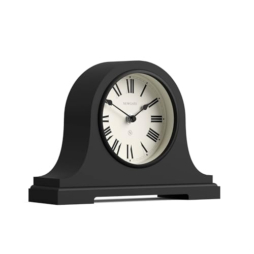 NEWGATE® Broadway Mantel Clock | Classic Napoleon’s hat Design | Black | Roman Numerals | Traditional Style for Desk, Table top, Shelf or Bedside - color: Black