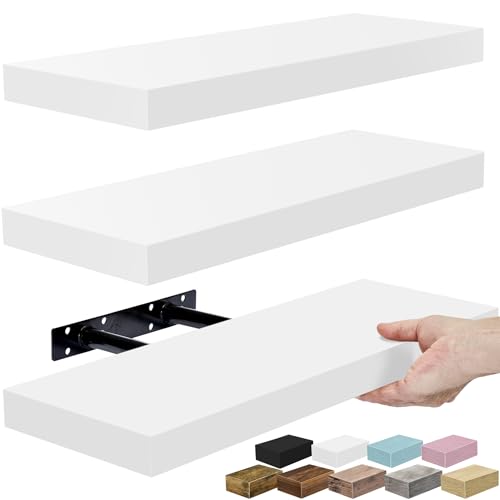 Sorbus 16 Inch Floating Shelves for Wall (3 Pack, White) - color: White, size: 3 Pack