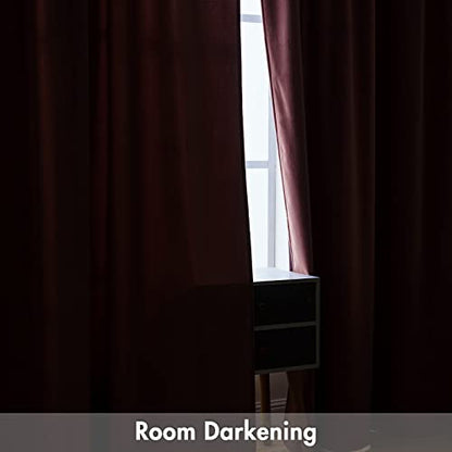 MIULEE Dusty Rose Pink Velvet Room Darkening Curtains for Bedroom W52 x L63 - color: Dusty Rose, size: 52"W x 63"L (Pack of 2)