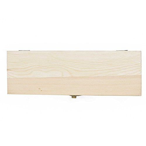 Plain Unfinished Wood Pencil Box, Unpainted Rectangle DIY Artist Tool and Brush Storage Box Case with Locking Clasp, Small - color: Natural