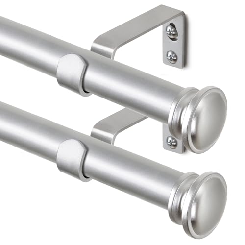 TONIAL Silver Curtain Rods for Windows 2 Pack, 32 to 58 Inch, Drapery Rod - color: Silver, size: 32-58"(2 Pack)