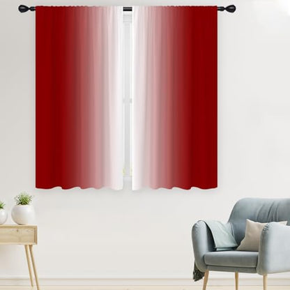 Red White Curtains, Ombre, 2 Panels, 42" W x 63" L, Rod Pocket - color: Red and White, size: 42"W x 63"L (Pack of 2)