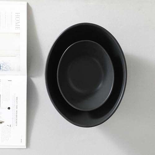 MALACASA 2 Tier Chip and Dip Serving Set with Metal Stand,Ceramic Appetizer Bowls for Party, Multi-Use Food Display for Fruits, Snacks,Black Elegant Tiered Serving Dishes for Party - color: Black