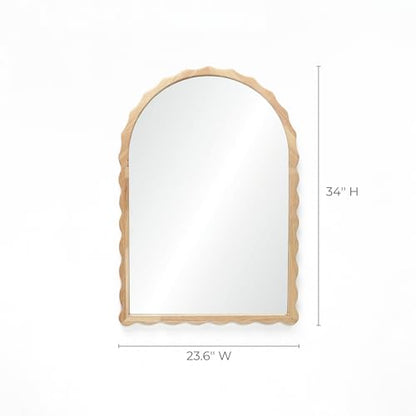 LuxenHome Arched Wall Mirror, 34" x 23.5" Large Wooden Decorative Mirrors