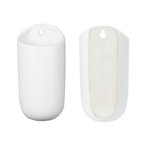 MyGift Set of 4 Matte White Ceramic Wall Planters, 6 Inch Hanging Pots - color: Matte White (6 Inch)