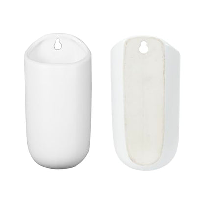 MyGift Set of 4 Matte White Ceramic Wall Planters, 6 Inch Hanging Pots - color: Matte White (6 Inch)