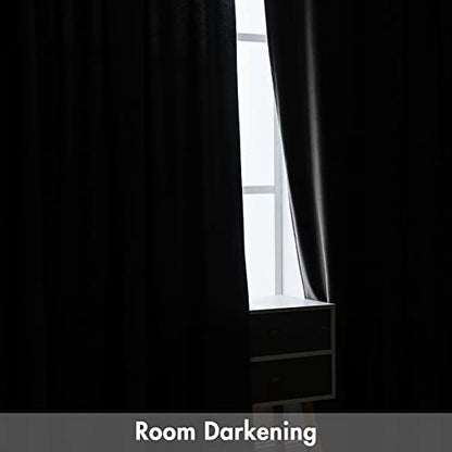 MIULEE Black Blackout Velvet Curtains Drapes 72 Inch Long 52"x72" Bedroom - color: Black, size: 52"W x 72"L (Pack of 2)