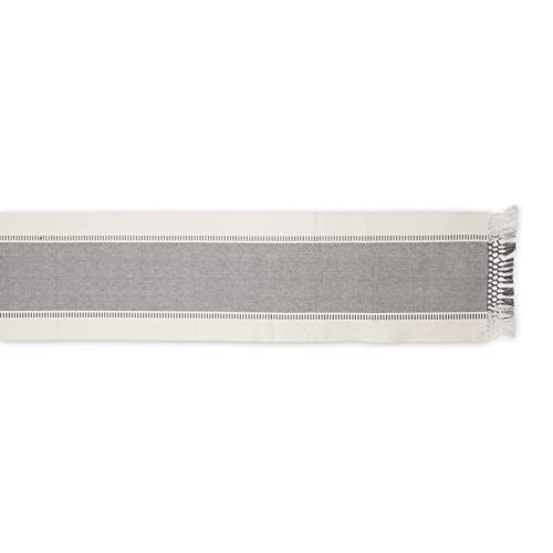 DII Dobby Stripe Table Runner, 13x108 Cool Gray & Cream Background - color: Cool Gray, size: 13x108"