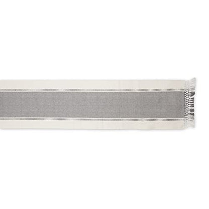 DII Dobby Stripe Table Runner, 13x108 Cool Gray & Cream Background - color: Cool Gray, size: 13x108"
