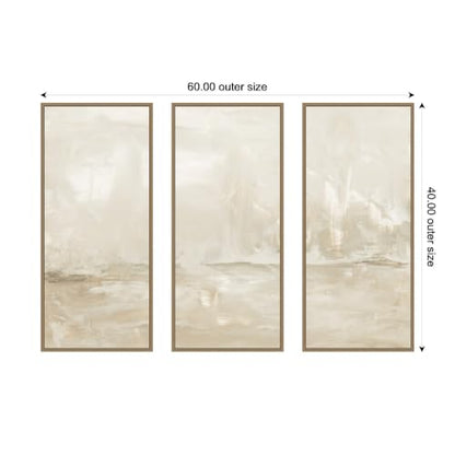 Kate and Laurel Dawning Abstract Panel 3 Piece Framed Canvas Wall Art Set by Naomi Hink NLS Design, Sylvie Dark Gold Modern Contemporary, Abstract Art for Wall Decor
