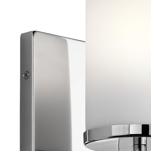 Kichler Crosby 9.25" 1-Light Wall Sconce Light, Chrome - color: Chrome, size: 1 Light, style: Satin Etched Cased Opal Glass