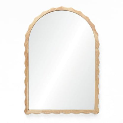 LuxenHome Arched Wall Mirror, 34" x 23.5" Large Wooden Decorative Mirrors