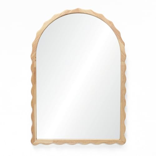 LuxenHome Arched Wall Mirror, 34" x 23.5" Large Wooden Decorative Mirrors