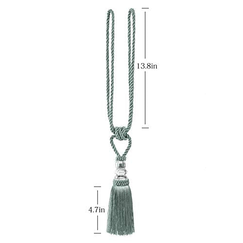 BEL AVENIR 4 Pack Curtain Tiebacks Hand-Woven Holdbacks Tassels Tiebacks - color: Blue, size: 4 Pack