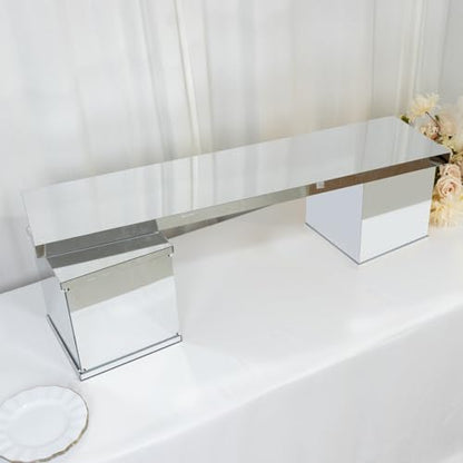 Efavormart Silver Plexiglass Connector Plate for Rectangular Pillar Pedestal Stands, 4mm Thick Mirror Finish Acrylic Table Top Bridge with Protective Film 46"x12" - size: 45.5'' Silver