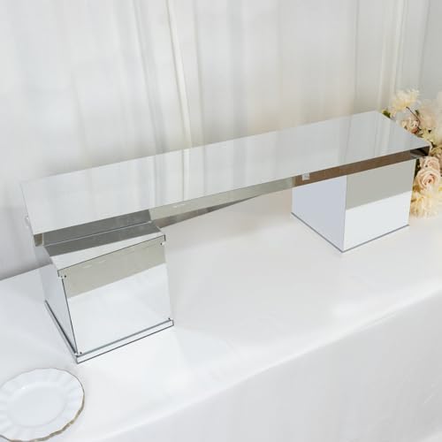 Efavormart Silver Plexiglass Connector Plate for Rectangular Pillar Pedestal Stands, 4mm Thick Mirror Finish Acrylic Table Top Bridge with Protective Film 46"x12" - size: 45.5'' Silver