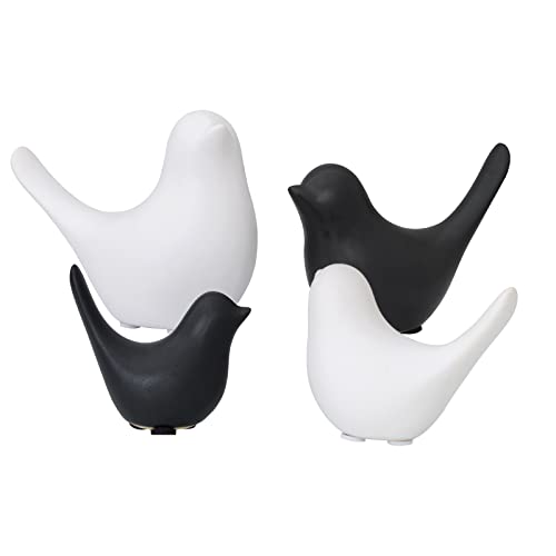 Notakia Small Bird Figurines Black Bird Statues Home Decor for Table Shelf - color: White 2pcs Black 2pcs