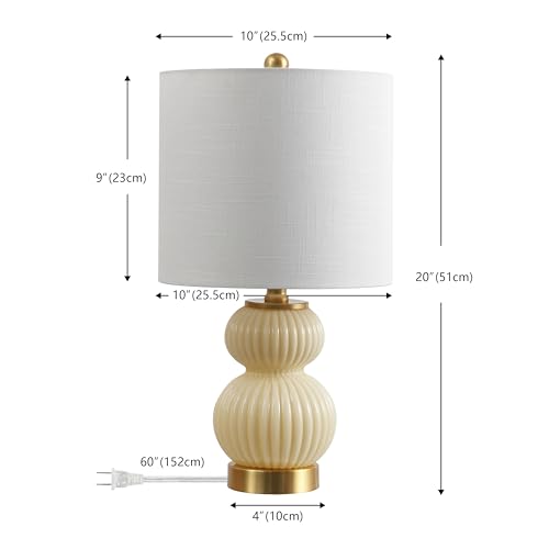 JONATHAN Y Daphne Ribbed Gourd Metal/Glass Table Lamp 20", Ivory - color: Ivory