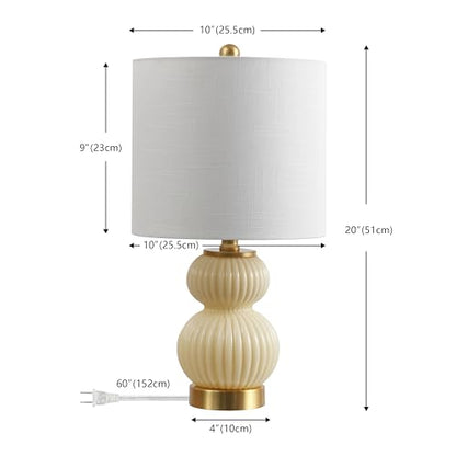 JONATHAN Y Daphne Ribbed Gourd Metal/Glass Table Lamp 20", Ivory - color: Ivory