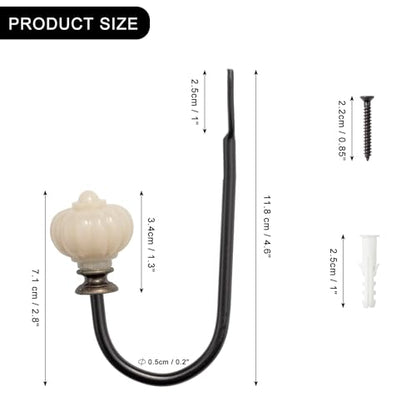 Curtain Pull Backs - 2pcs, Wall Mounted Drapery Tiebacks with White Pumpkin, Heavy Duty Metal Decorative Window Drapery Curtain Holder Curtain Hooks with Screws (White Pumpkin) - color: White Pumpkin