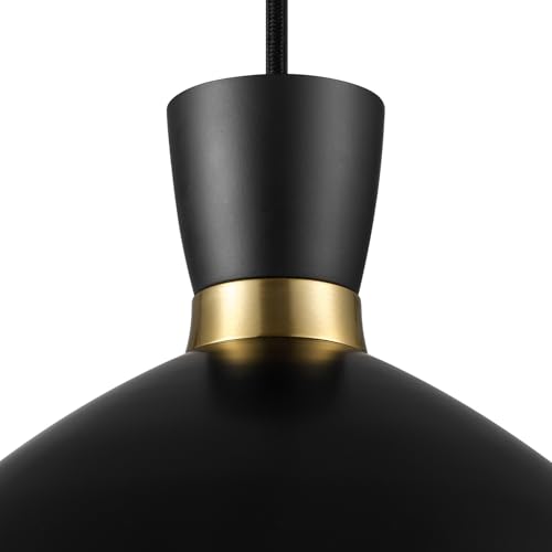 Globe Electric 1-Light Plug-in Pendant Light, Matte Black Shade with Brass Interior, in-Line Switch, Modern Kitchen Island or Living Room Lighting - color: Matte Black