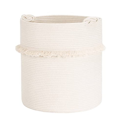 CherryNow 60L Woven Rope Baby Basket with Tassel, 17" x 16", Off-white - color: Off-white, size: 50L (16"W x 17"H)