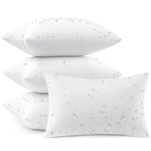 MIULEE Outdoor Pillow Inserts 12x20 Pack of 4 - size: 12x20 Inch