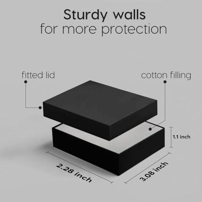 BULK PARADISE 6 Pack Cotton Fill Black Cardboard Paper Jewelry Box Gift Size 3.08 x 2.28 x 1.1 Inches Perfect for Small Gifts - color: Black