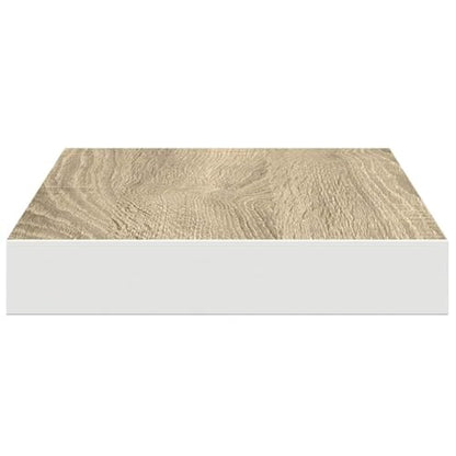 Honeycomb Floating Wall Shelf 15.7 x 15.7 x 1.5 in Oak White Matte MDF Sturdy Invisible Mounting System Modern Display for Living Room Bedroom and Office - color: Brown, size: One Size