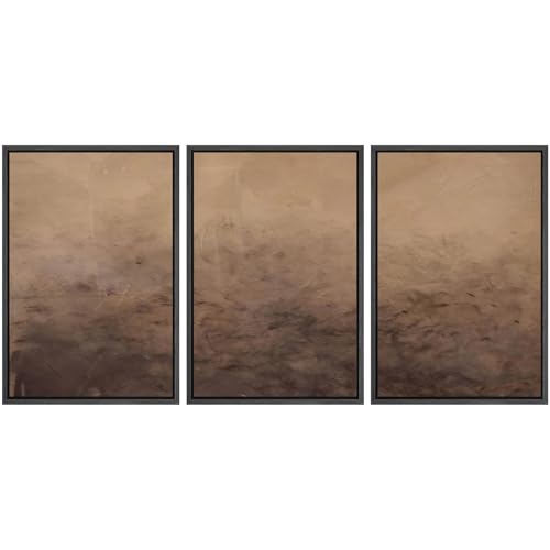 MUDECOR Framed Canvas Print Wall Art Minimalist Earthy Neutral Brown Abstract Illustrations Realism Decorative for Living Room, Bedroom, Office - 16"x24"x3 Black - color: A07-2502-m02, size: 16"x24"x3 Panels Black