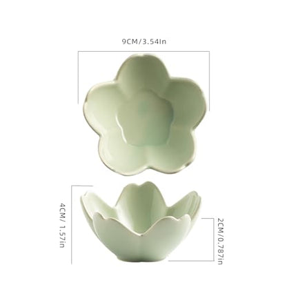 Floral Ceramic Jewelry Tray, 3.5" Ring Holder Trinket Bowl - color: green