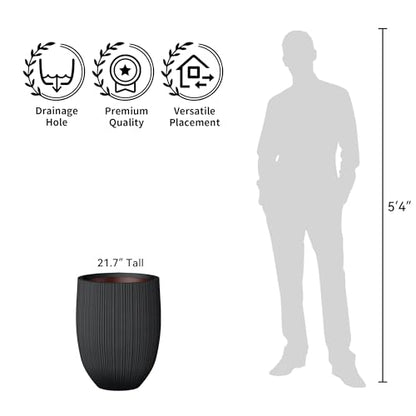Kante Large Round Bullet Black Concrete Planter 21.7" Tall, Outdoor - color: Black, size: 21.7 Inch Tall