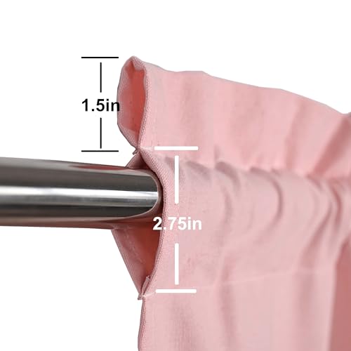 DOSLY Ides Farmhouse Rustic Pink Cotton Blend Valance Curtain, Striped Pleated Design with Coconut Buttons, Multi-Room Window Treatment for Kitchen, Living Room, Bedroom, 52" W x 18" L - color: Pink& Pink Stripe, size: 52"W x 18"L (Pack of 1)