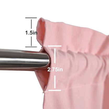 DOSLY Ides Farmhouse Rustic Pink Cotton Blend Valance Curtain, Striped Pleated Design with Coconut Buttons, Multi-Room Window Treatment for Kitchen, Living Room, Bedroom, 52" W x 18" L - color: Pink& Pink Stripe, size: 52"W x 18"L (Pack of 1)