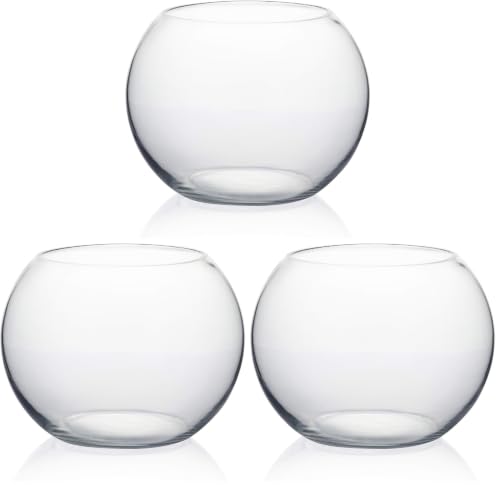 WGVI Bowl Glass Vase, Diameter 8", Height 6", Open Width 5", (Multiple Sizes Choices) Clear Bubble Planter Terrarium Fish Bowl for Wedding Event Home Decor, 1 Piece (VBW0008A) (Pack of 3) - size: 8"Dx6"H 1 Piece (Pack of 3)
