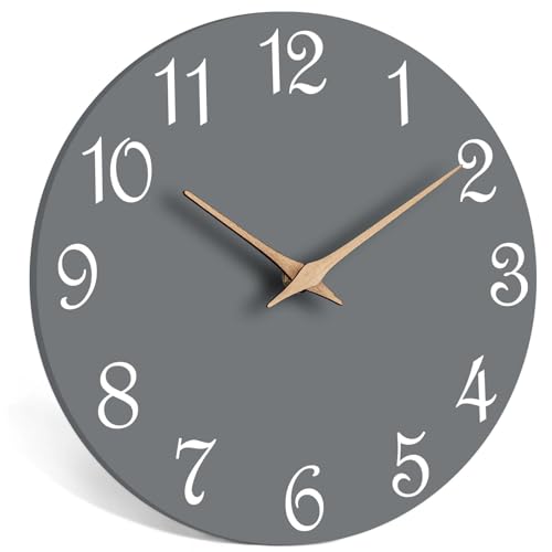 Mosewa Wall Clock Silent Non-Ticking Battery Operated Modern Simple 10" - color: E_gray, size: 10 Inch