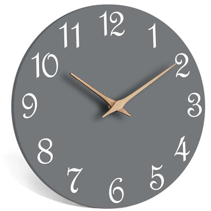 Mosewa Wall Clock Silent Non-Ticking Battery Operated Modern Simple 10" - color: E_gray, size: 10 Inch