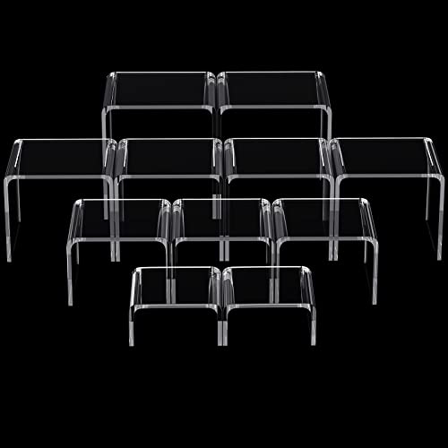Chuangdi 20 Pcs Acrylic Display Risers, Clear Plastic Product Stand - color: Clear, size: Medium Set