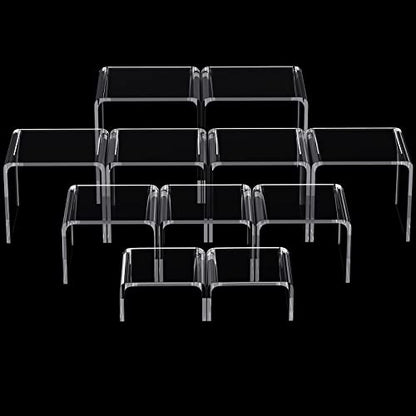 Chuangdi 20 Pcs Acrylic Display Risers, Clear Plastic Product Stand - color: Clear, size: Medium Set