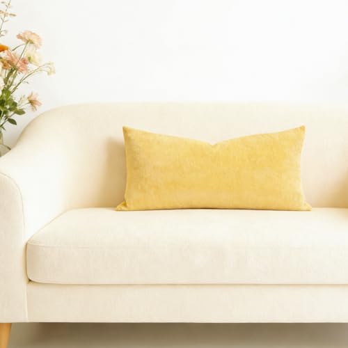 Slow Cow Chenille Lumbar Throw Pillow Cover 12 x 24 Inches Yellow - color: D-chenille Yellow, size: 24" x 12" (Pack of 1)
