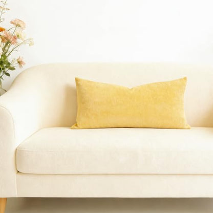Slow Cow Chenille Lumbar Throw Pillow Cover 12 x 24 Inches Yellow - color: D-chenille Yellow, size: 24" x 12" (Pack of 1)